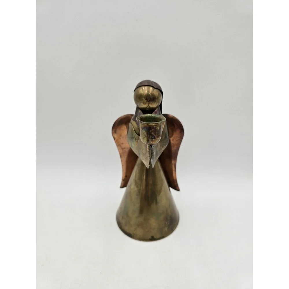 Vintage Brass and‎ Copper Angel Candlestick Holder 9.5